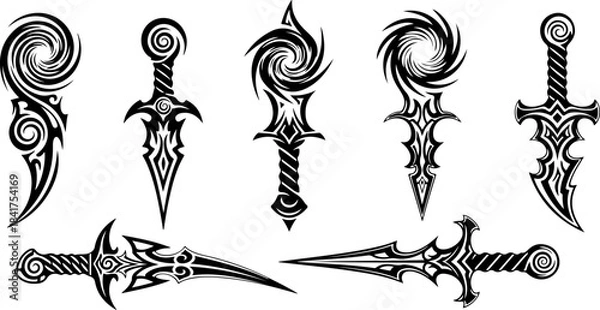 Obraz Tribal Flame Symbol Tattoo Bundle