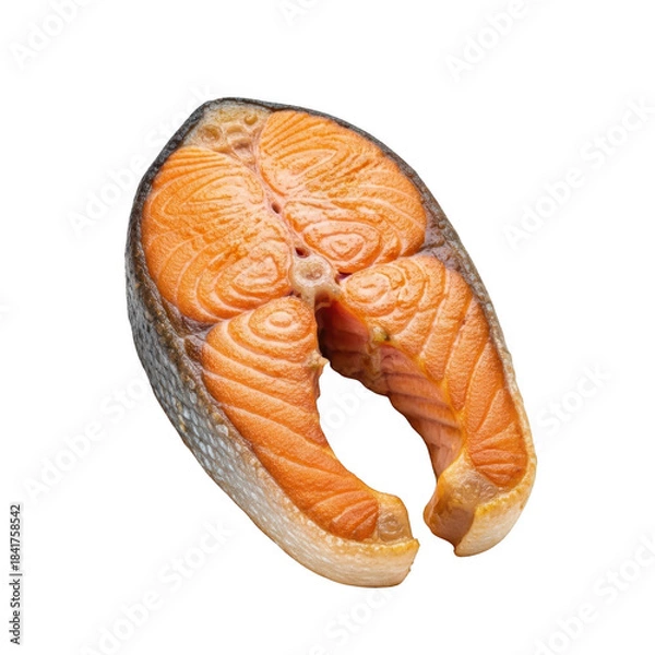 Obraz Raw salmon steak isolated on transparent background