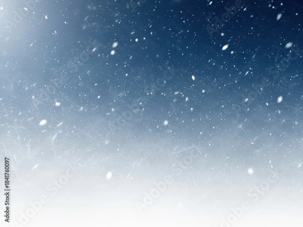 Obraz Abstract background of falling snow against a dark blue and white gradient sky during a winter storm or blizzard