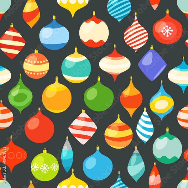 Fototapeta Christmas baubles seamless pattern