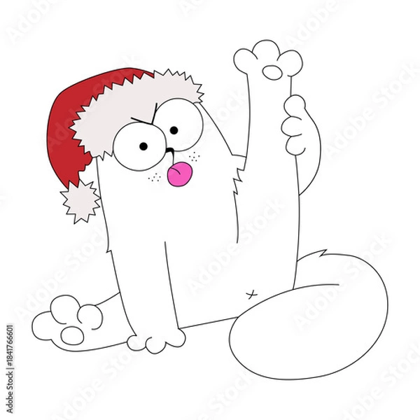 Obraz Christmas cute cat funny vector art