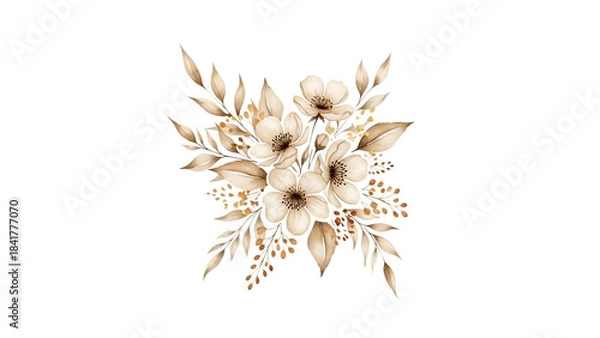 Fototapeta Transparent background beautiful bouquet of white flowers and leaves isolated on transparent background