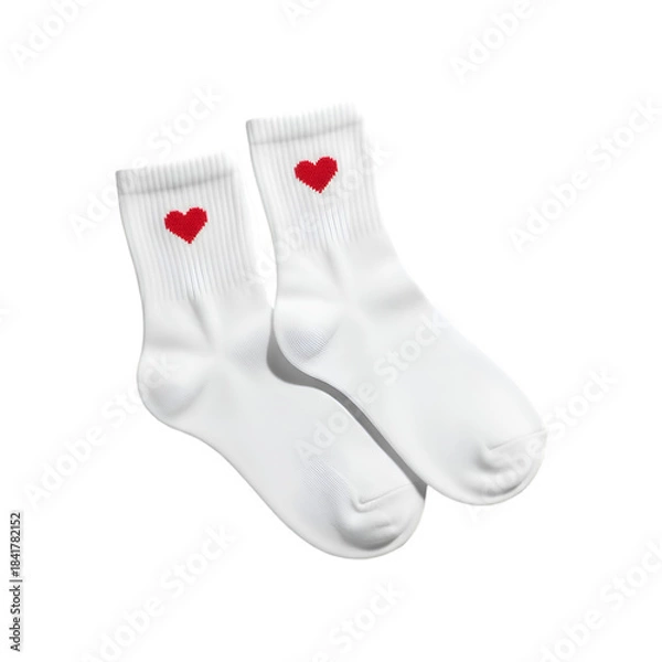 Obraz White Socks with Red Heart Design - Apparel & Style