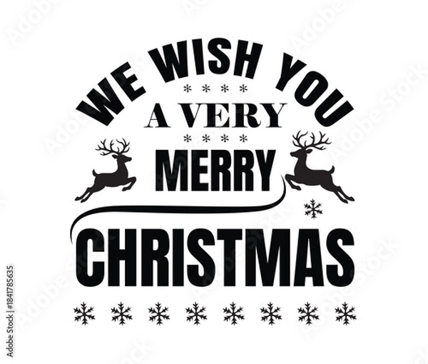 Obraz Merry Christmas Typography Reindeer Design