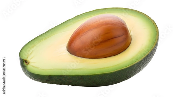 Fototapeta Fresh half avocado with pit isolated on white background