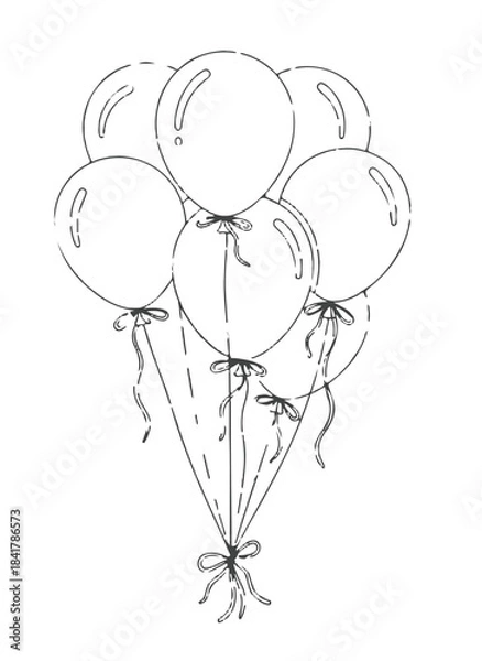 Obraz Hand Drawn Balloon Bunch Vector Illustration for Celebration and Festive Design Elements