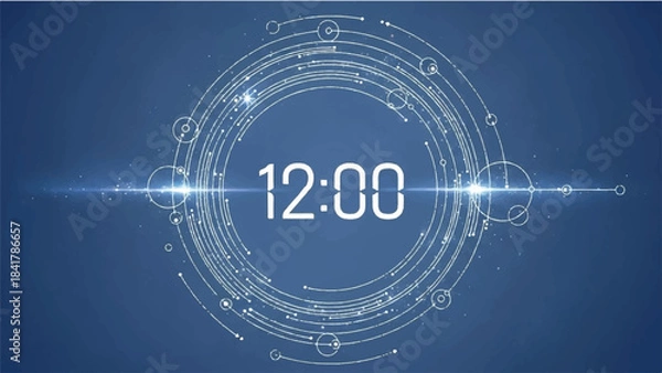 Obraz 12 Second Countdown Timer with Horizontal Data Scan Line on Abstract Futuristic HUD Background