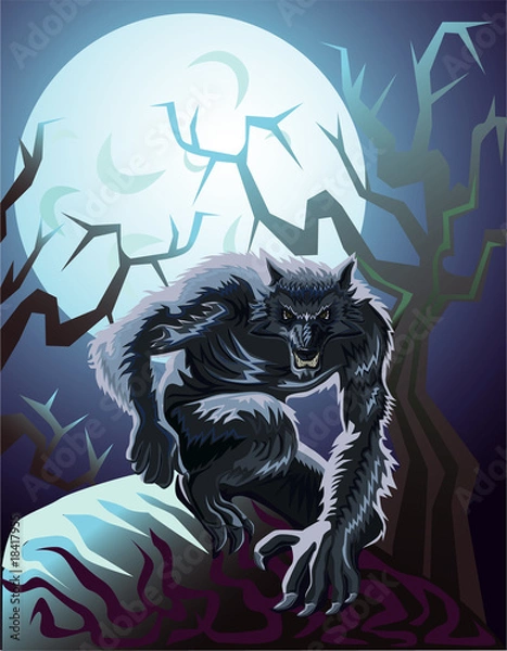 Obraz Werwolf and moon