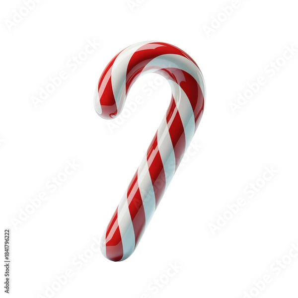 Obraz Hyper-Realistic Classic Candy Cane with Red and White Stripes