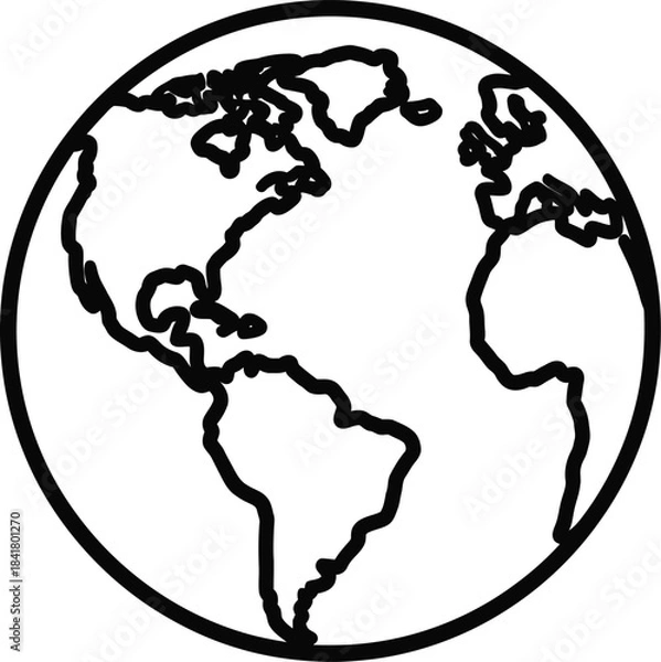 Fototapeta Earth Globe Outline World Map Vector