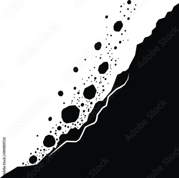 Fototapeta Geometric debris background abstract falling rocks vector design