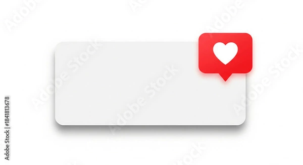 Fototapeta Social Media Like Notification with Red Heart Icon on Blank White Banner Template - Love Feedback Concept