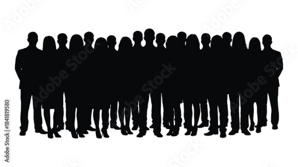 Obraz A large group of people standing together in a dark silhouette