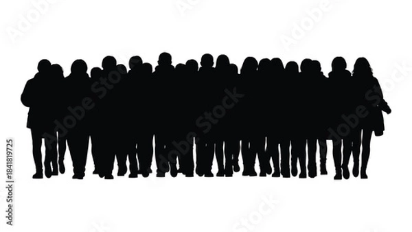 Obraz A large group of people standing together a striking black silhouette
