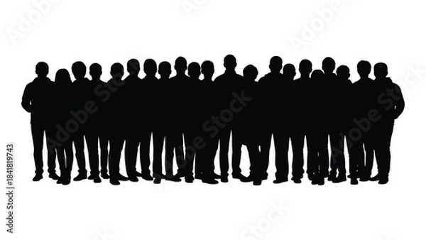 Obraz A large group of people standing closely together black silhouette