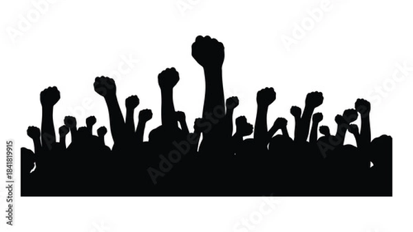 Obraz Raised fists in a crowd a powerful visual statement silhouette