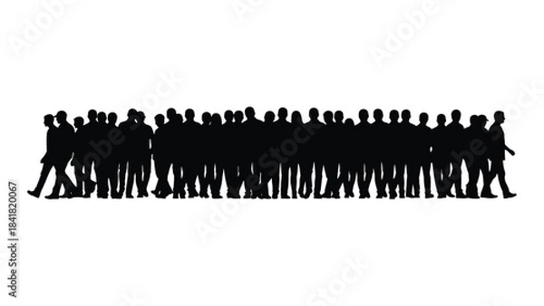 Obraz A large group of people standing together in a dark silhouette
