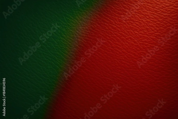 Fototapeta A green and red leather surface with a red stripe