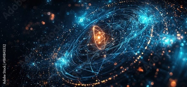Obraz Futuristic digital background featuring a glowing atomic energy design