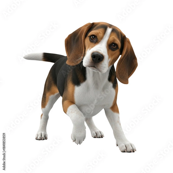 Fototapeta High-Resolution Beagle Puppy PNG – Studio Portrait of Cute Small Dog Isolated on Light Grey Background for Pet and Animal Concept