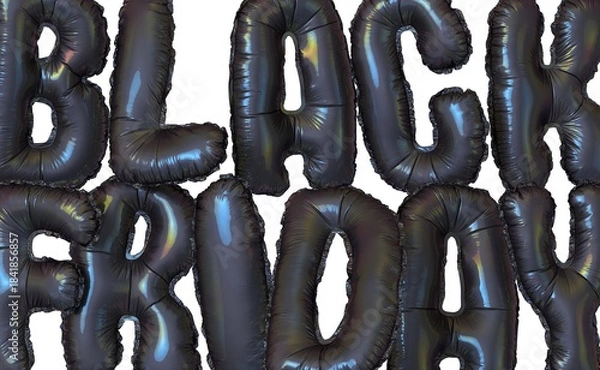 Fototapeta Black and red foil balloons Black Friday concept