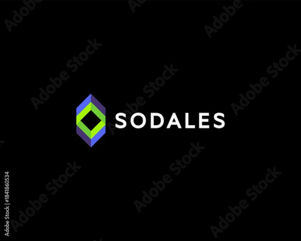 Fototapeta Abstract logo from bright geometric shapes. Square rhombus shutter vector logotype