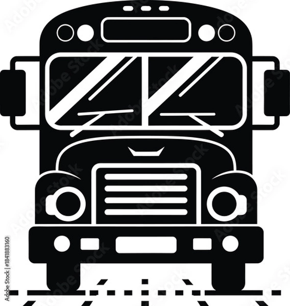 Fototapeta School Bus Front View Vector