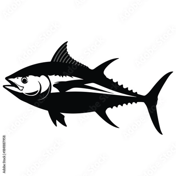 Fototapeta Silhouette of a Tuna Fish - A Symbol of the Ocean and Aquatic Life