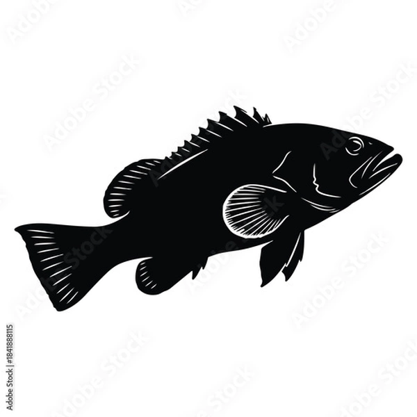 Fototapeta Silhouette of a fish, a common depiction of aquatic life and sea creatures