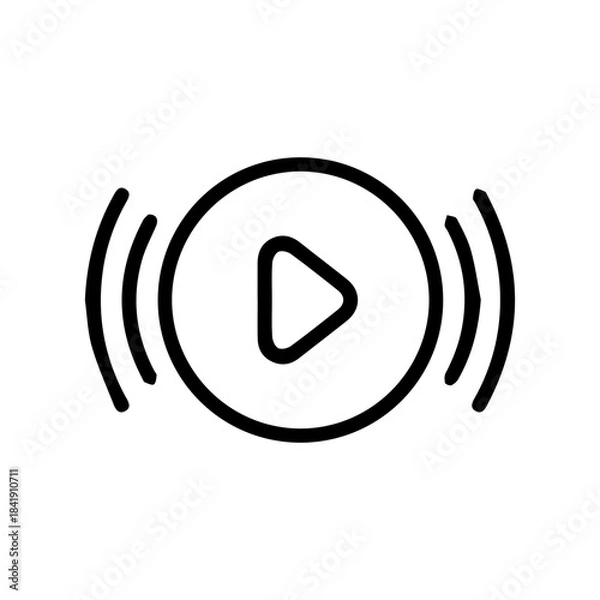 Fototapeta Play Button Icon With Waves