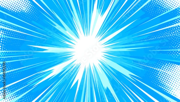 Obraz Comic Book Style Blue Speed Lines Background