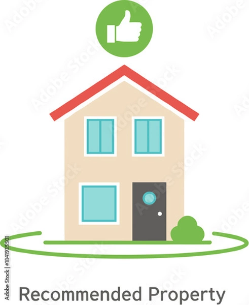 Obraz Recommended Property Vector Icon with Thumbs Up Symbol.
