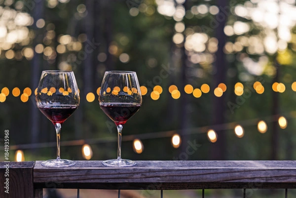 Obraz Romantic Evening with Wine Glasses