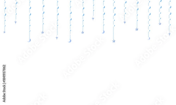 Obraz 水色クリスタルのオーナメントやガーランドのデコレーションフレーム背景壁紙