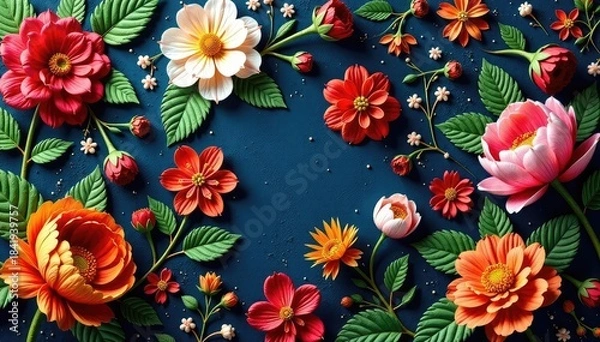 Obraz Intricate woven floral tapestry, rich texture, pattern design, pattern, craft