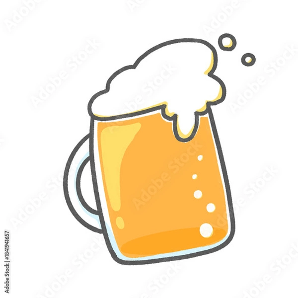 Obraz ビールイラスト素材｜泡たっぷりジョッキ