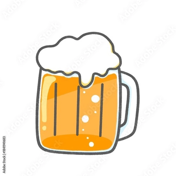Obraz ビールイラスト素材｜泡モコジョッキ