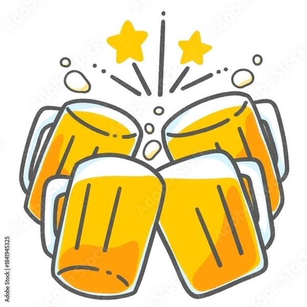 Obraz ビールイラスト素材｜みんなで乾杯イラスト