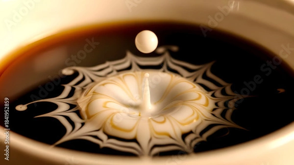 Fototapeta Coffee Splash Spider Ring Pattern