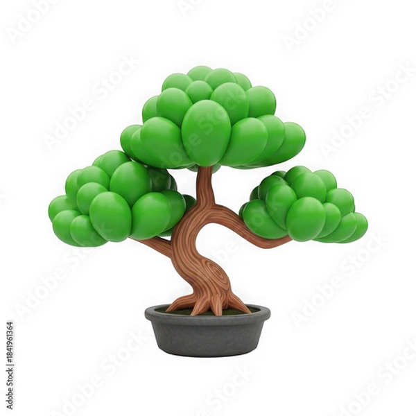Fototapeta Green balloon bonsai tree isolated on transparent background