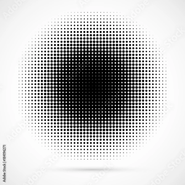 Obraz Halftone dotted background circularly distributed. Halftone effect vector pattern. Circle dots isolated on the white background.