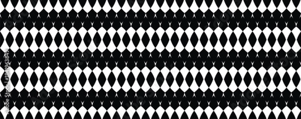 Obraz Seamless Black and White Optical Vertical Ellipse Pattern Background | Monochrome Woven Lattice Texture, Modern Abstract Ogee Scale Repeating Design