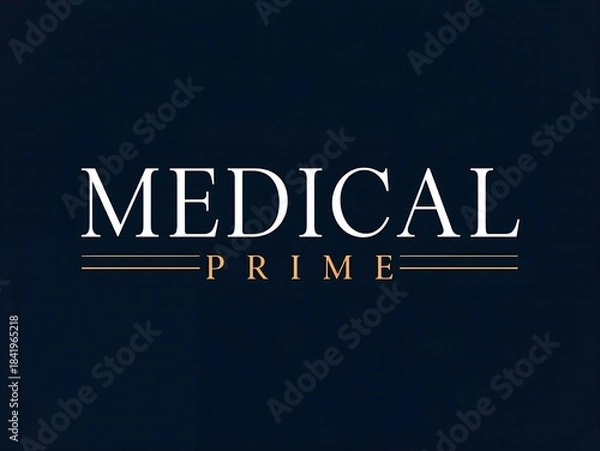 Obraz Professional medical prime logo with elegant typography and golden accents on a dark blue canvas