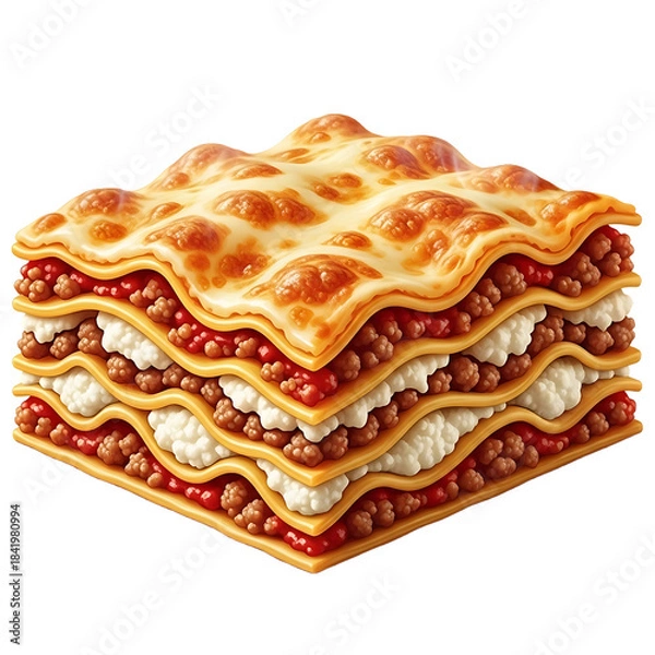 Obraz Cheesy Layered Lasagna Illustration .