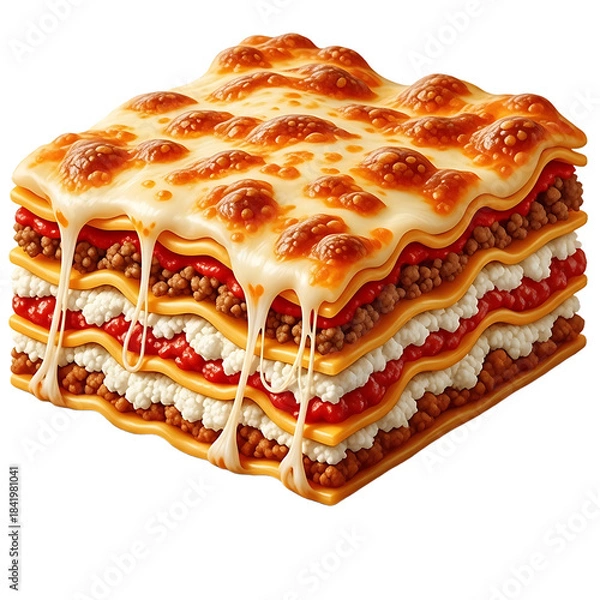 Obraz Cheesy Layered Lasagna Illustration .