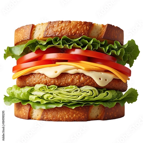 Obraz Layered Gourmet Burger Illustration .