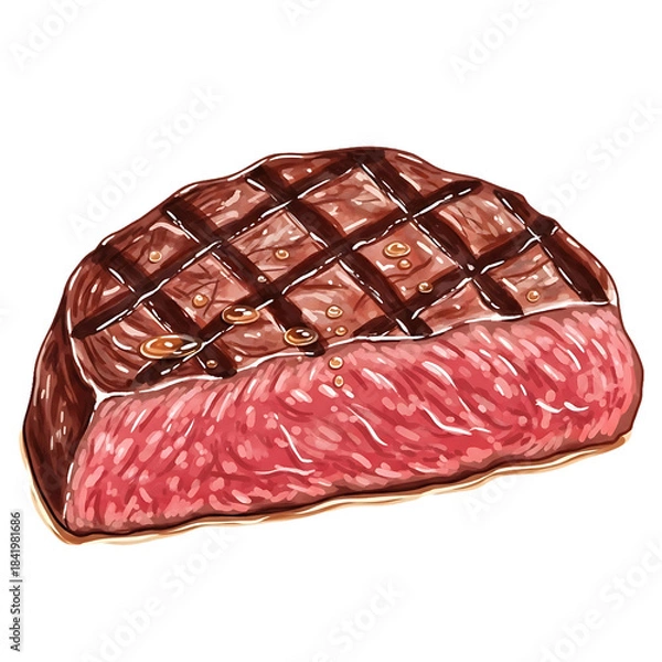 Obraz Grilled Steak Cut Illustration .