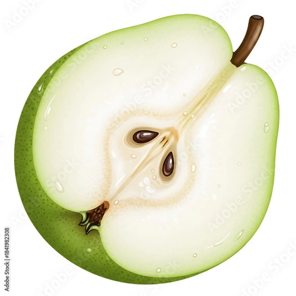 Obraz Green Pear Slice Illustration .