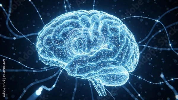 Fototapeta Digital Brain with Neural Network Connections Representing AI and Machine Learning.