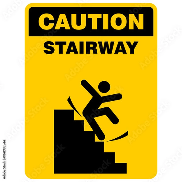 Obraz Caution, Stairway sign vector